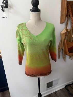 MARIKA CHARLES Lightweight Colorful Silk & Cashmere Sweater M
